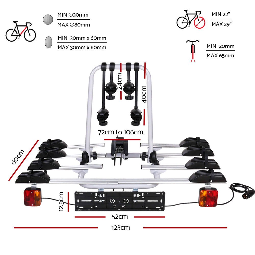 Giantz Tow Ball Car Mount - Black & Silver