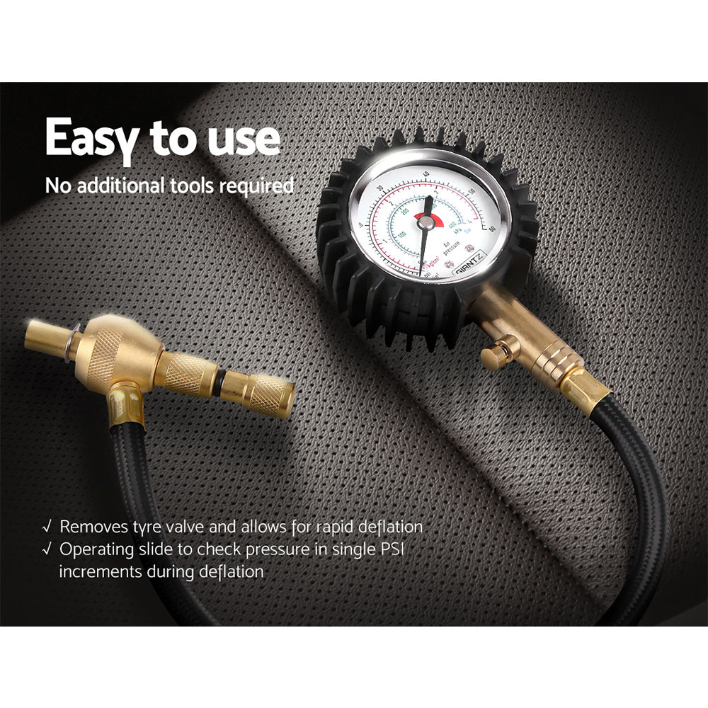 Giantz Tyre Deflater with Pressure Gauge Valve