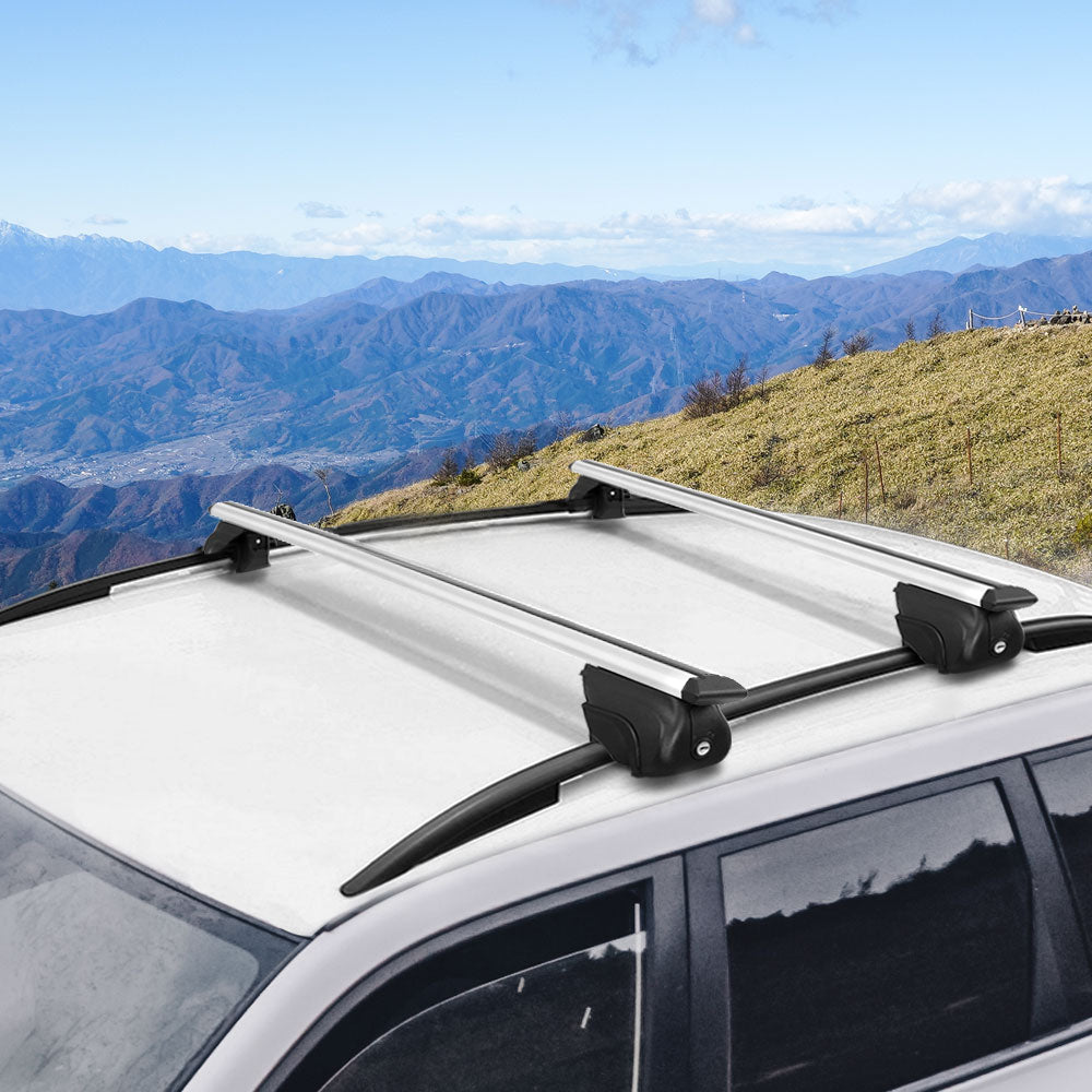 Universal Car Roof Rack Aluminium Cross Bars Adjustable 126cm Silver Upgraded