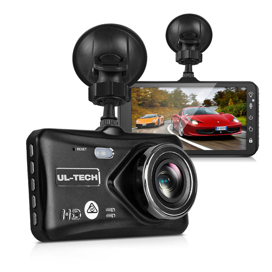 UL Tech 4 Inch Dual Camera Dash Camera - Black