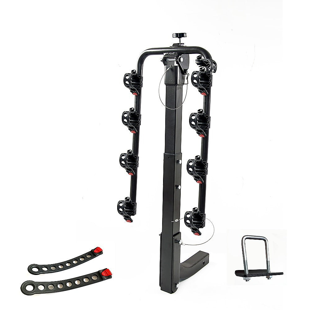 Premium 4-Bike Carrier Rack Hitch Mount Swing Down Bicycle Rack W/ 2 Receiver"