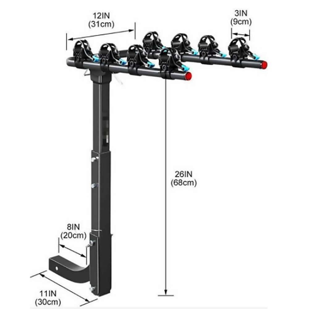 Premium 4-Bike Carrier Rack Hitch Mount Swing Down Bicycle Rack W/ 2 Receiver"